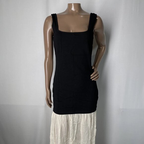 Pixie Market Women's Gia Midi Dress Size M Black/Beige – Sheer Chiffon Hem, Tank - Picture 1 of 5